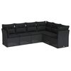 vidaXL 6 pcs conjunto sof&aacute;s de jardim c/ almofad&otilde;es vime PE preto