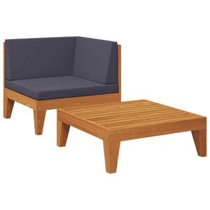 vidaXL 2 pcs conjunto lounge de jardim c/ almofad&otilde;es ac&aacute;cia maci&ccedil;a