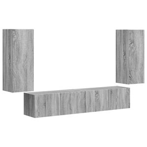 vidaXL Conjunto de Gabinete de Parede para TV 4 unid. Cinza Sonoma