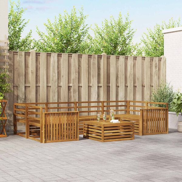 vidaXL Conjunto de Sof&aacute;s para Exterior 7 pcs Natural