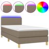vidaXL Cama box spring + colch&atilde;o/LED 90x190cm tecido cinza-acastanhado