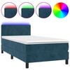 vidaXL Cama box spring c/ colch&atilde;o/LED 80x200 cm veludo azul-escuro