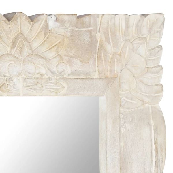 vidaXL Espelho 110x50 cm madeira de mangueira maciça branco