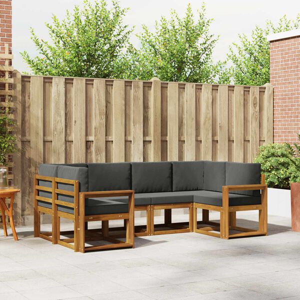 vidaXL Conjunto de Sof&aacute;s para Exterior 6 pcs Natural e Antracite