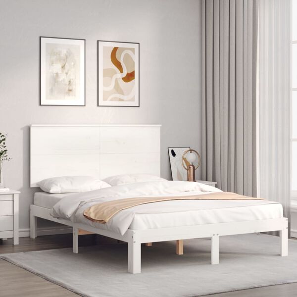 vidaXL Cama sem colchão 140x200 cm madeira de pinho maciça branco
