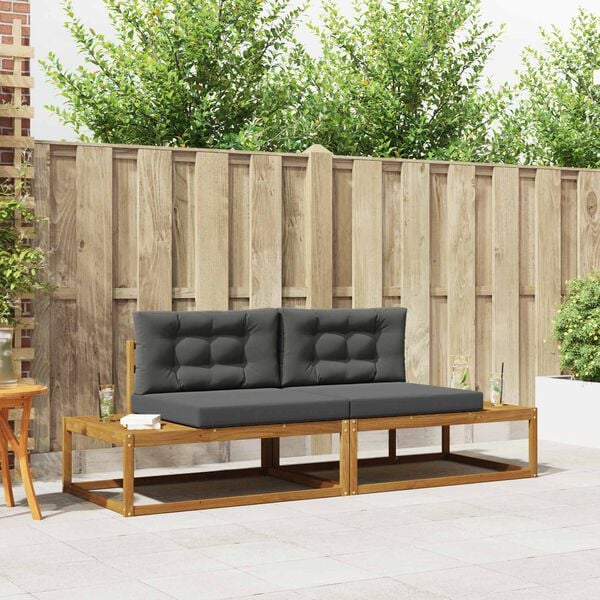 vidaXL Conjunto de Sof&aacute;s para Exterior 2 Pe&ccedil;a Natural e Antracite