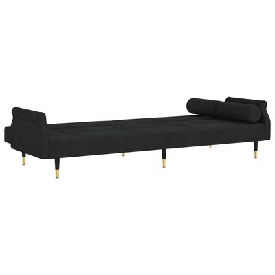 vidaXL Sofá-cama com almofadões veludo preto