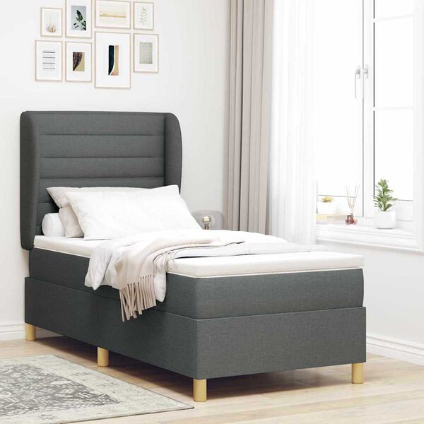 vidaXL Cama Box Springs com Colch&atilde;o Cinza Escuro 90x190 cm 90 x 200 cm