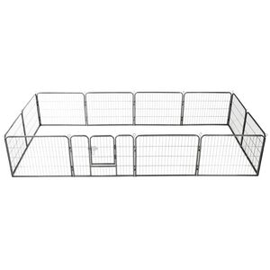 vidaXL Parque para c&atilde;es 12 pain&eacute;is a&ccedil;o 80x60 cm preto
