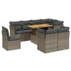 vidaXL 9 pcs conjunto sof&aacute;s p/ jardim com almofad&otilde;es vime PE cinzento