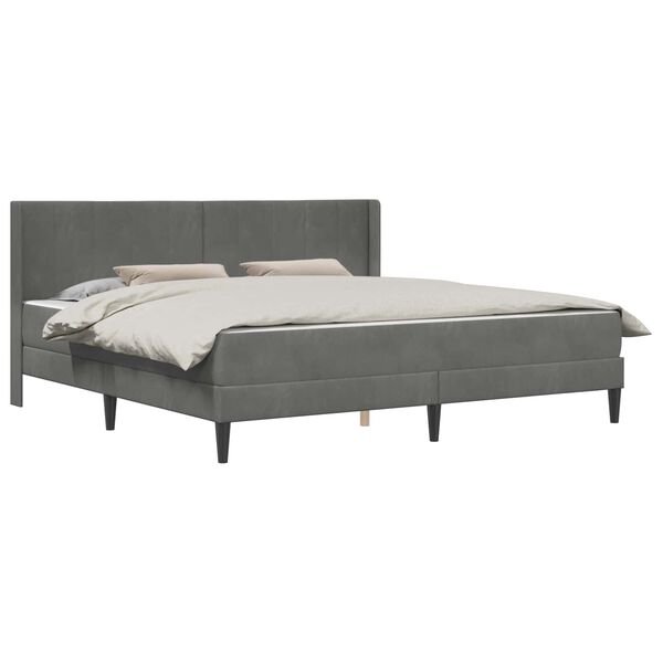 vidaXL Estrutura de cama com colch&atilde;o Cinza Escuro 200 x 200 cm Veludo