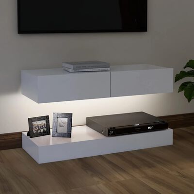 vidaXL Móvel de TV com luzes LED 90x35 cm branco