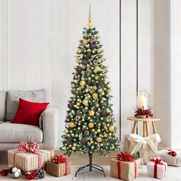 vidaXL &Aacute;rvore de Natal Artificial Verde 180 cm PVC, Pl&aacute;stico e A&ccedil;o