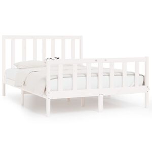 vidaXL Estrutura de cama 140x190 cm madeira maci&ccedil;a branco