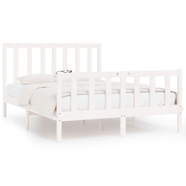 vidaXL Estrutura de cama 140x190 cm madeira maci&ccedil;a branco
