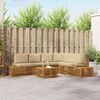 vidaXL Conjunto de Sof&aacute;s para Exterior 7 Pe&ccedil;a Natural e Bege