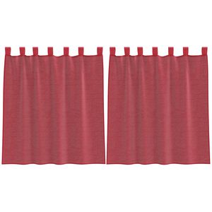 vidaXL Cortinas de voile com la&ccedil;os 2 pcs vermelho tinto 140x140 cm