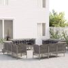 vidaXL 12 pcs conjunto lounge de jardim c/ almofad&otilde;es vime PE cinzento