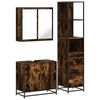vidaXL 3 pcs conjunto de m&oacute;veis WC madeira processada carvalho fumado