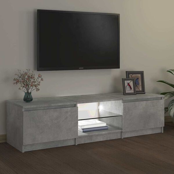 vidaXL M&oacute;vel de TV com luzes LED 140x40x36 cm cinzento cimento
