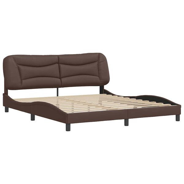 vidaXL Estrutura de cama sem colch&atilde;o Hvar 180x200cm couro artificial castanho