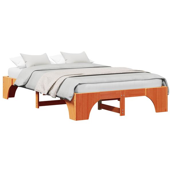 vidaXL Estrutura da Cama Marrom Cera 135 x 190 cm