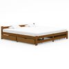 vidaXL Estrutura cama c/ 4 gavetas 200x200cm pinho maciço castanho mel