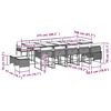 vidaXL 15 pcs conjunto de jantar p/jardim com almofad&otilde;es vime PE preto
