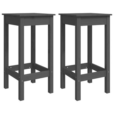 vidaXL Cadeiras de bar 2 pcs 40x40x78cm madeira de pinho maciça cinza