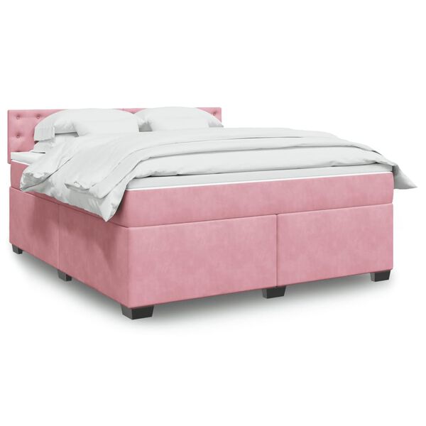 vidaXL Cama com molas/colch&atilde;o 180x200 cm veludo rosa