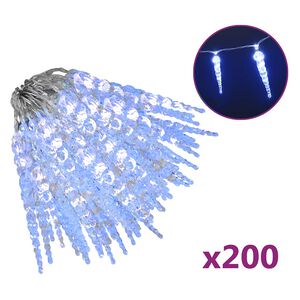 vidaXL Luz de Natal pingente de gelo 200 luzes LED 20 m acr&iacute;lico azul