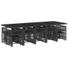 vidaXL 15 pcs conjunto de jantar p/jardim com almofad&otilde;es vime PE preto