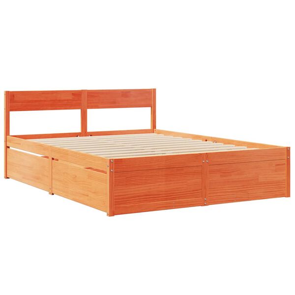 vidaXL Cama sem colch&atilde;o 150x200 cm madeira pinho maci&ccedil;a castanho-mel