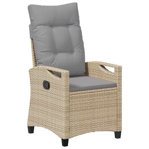 vidaXL Cadeira de Jardim Reclin&aacute;vel Bege e Cinza Claro vime PE