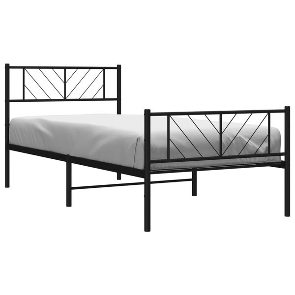 vidaXL Estrutura de cama com cabeceira e pés 100x200 cm metal preto