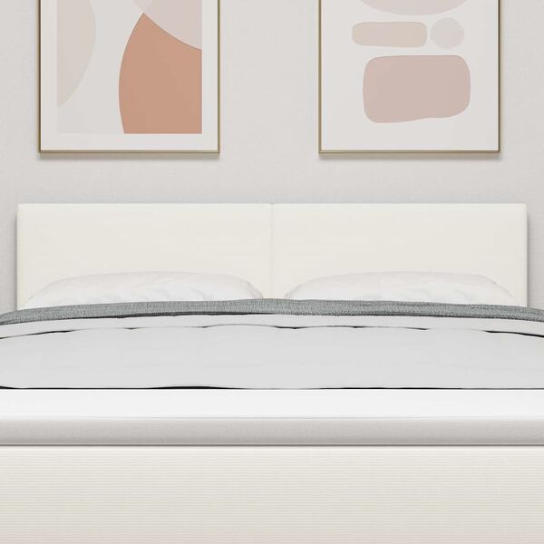 vidaXL Cabeceira com cabeceira Creme 144 cm Couro Sint&eacute;tico