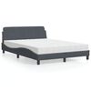 vidaXL Cama com colch&atilde;o Dover 140x200 cm veludo cinzento-escuro
