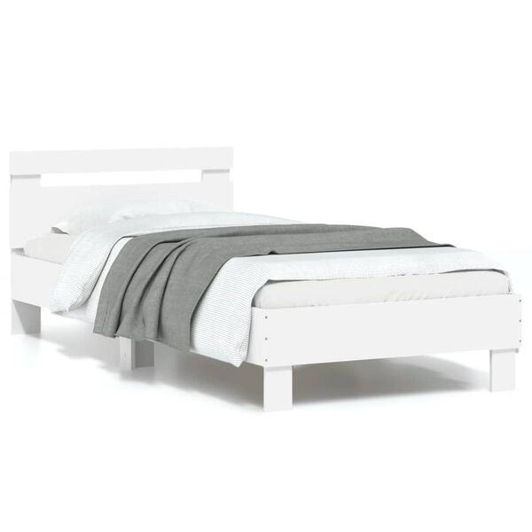 vidaXL Estrutura de cama c/ cabeceira e luzes LED 90x190 cm branco
