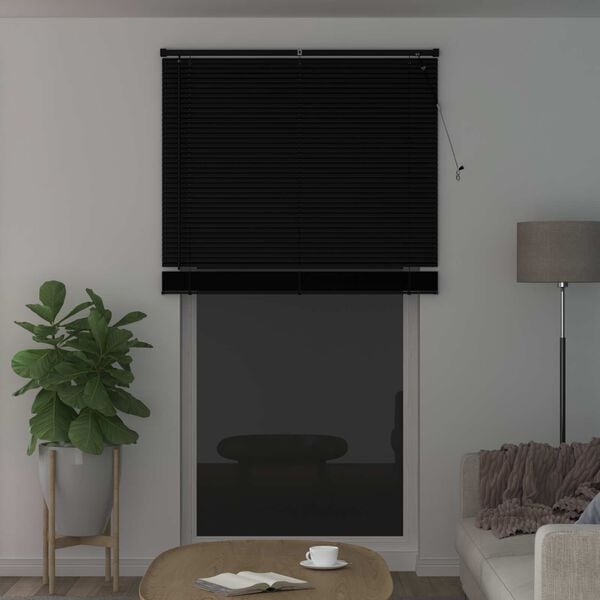 vidaXL Cortina Veneziana Manual Ajust&aacute;vel Preto 213 x 120 cm PVC