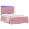 vidaXL Cama com arruma&ccedil;&atilde;o e LED com colch&atilde;o Rosa 140 x 190 cm Veludo