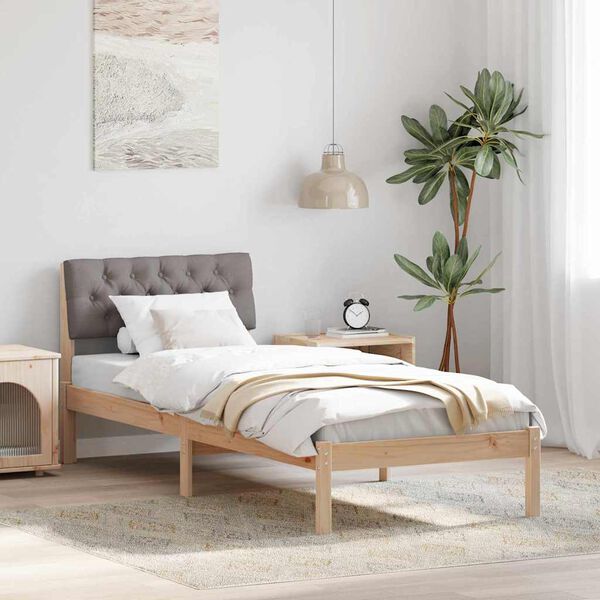 vidaXL Estrutura da cama com cabeceira Marrom e taupe 75 x 190 cm
