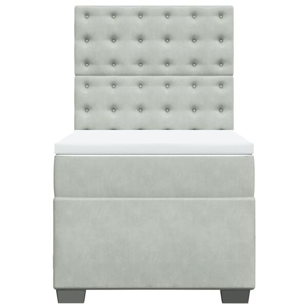 vidaXL Cama com molas/colch&atilde;o 100x200 cm veludo cinza-claro