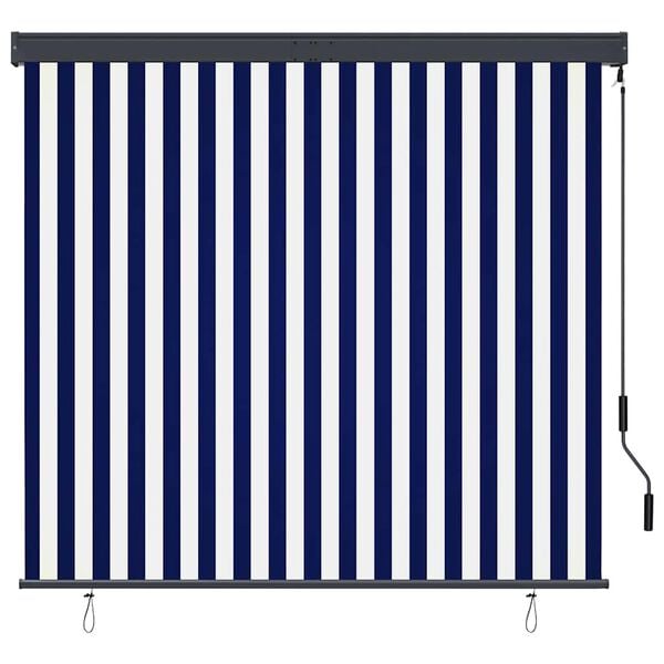 vidaXL Estore de rolo para exterior 160x250 cm azul e branco