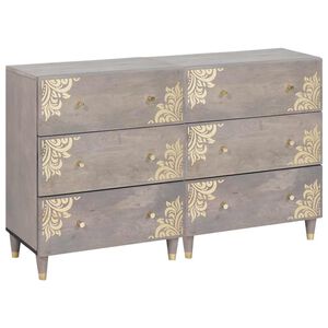 vidaXL Buffet 2 unid. 60 x 33 x 75 cm Madeira de manga maci&ccedil;a Cinzeto