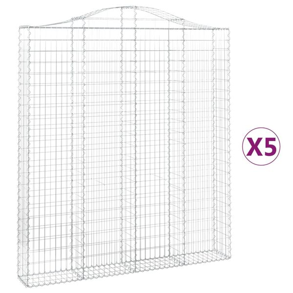vidaXL Cestos gabi&atilde;o arqueados 5pcs 200x30x220/240cm ferro galvanizado