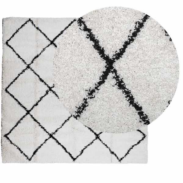 vidaXL Tapete shaggy de pelo alto PAMPLONA 200x200 cm creme e preto