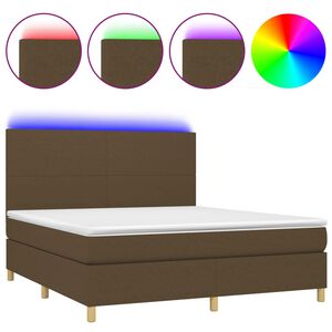 vidaXL Cama box spring c/ colch&atilde;o/LED 160x200cm tecido castanho-escuro