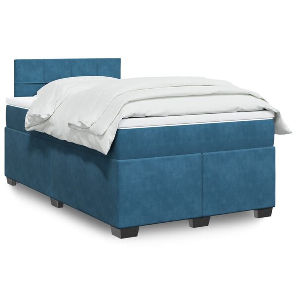 vidaXL Cama boxspring com colch&atilde;o 120x190 cm veludo azul