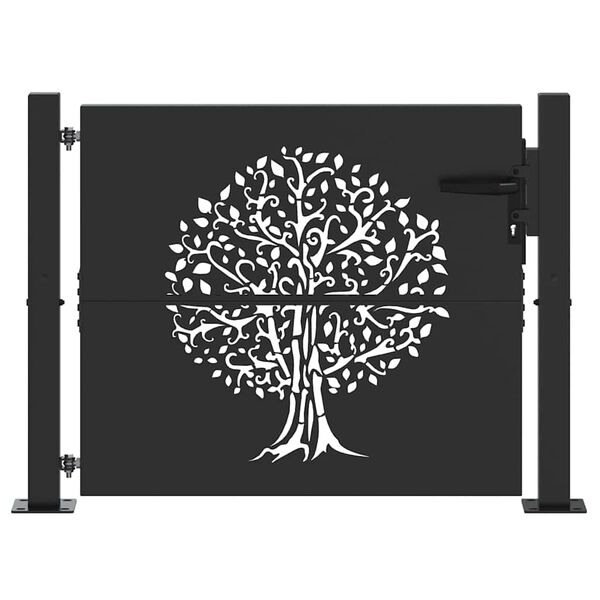 vidaXL Portão de Jardim Preto 100 x 100 cm Aço com Revestimento em Pó