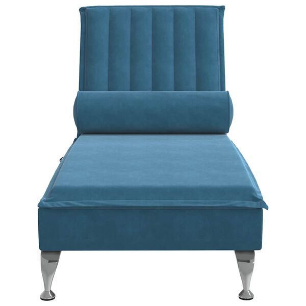 vidaXL Chaise lounge de massagem com rolo veludo azul
